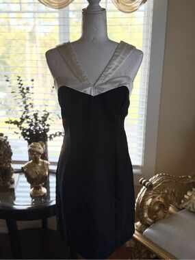 Black and White Sleeveless V-Neck Cocktail Dress